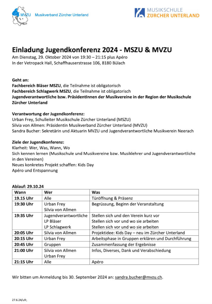 Einladung Jugendkonferenz 2024 – MSZU & MVZU