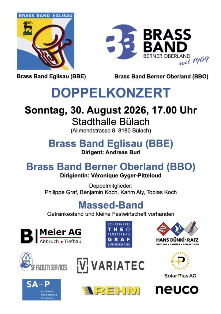 Doppelkonzert Brass Band Eglisau & Brass Band Berner Oberland